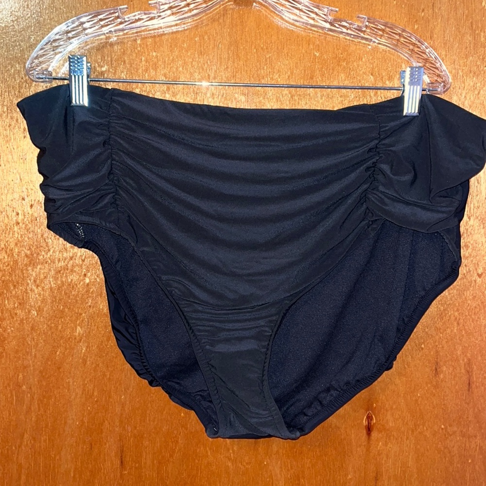 NWT Black Ruched Swim Bottoms